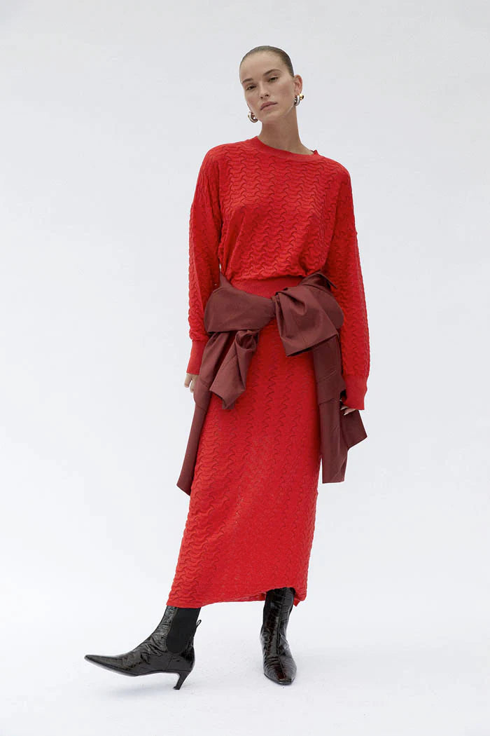 Felix Sweater Women's Red Knit Pullover - Cozy Winter Fashion for Casual Outings & Holiday Gatherings