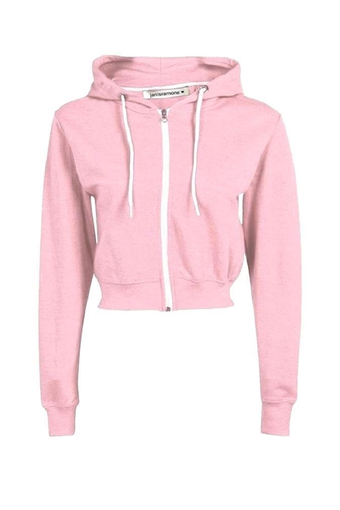 Women's Fleece Zip-Up Crop Hoodie with Hood - Soft Plain Sweatshirt for Casual Wear, Gym, and Outdoor Activities