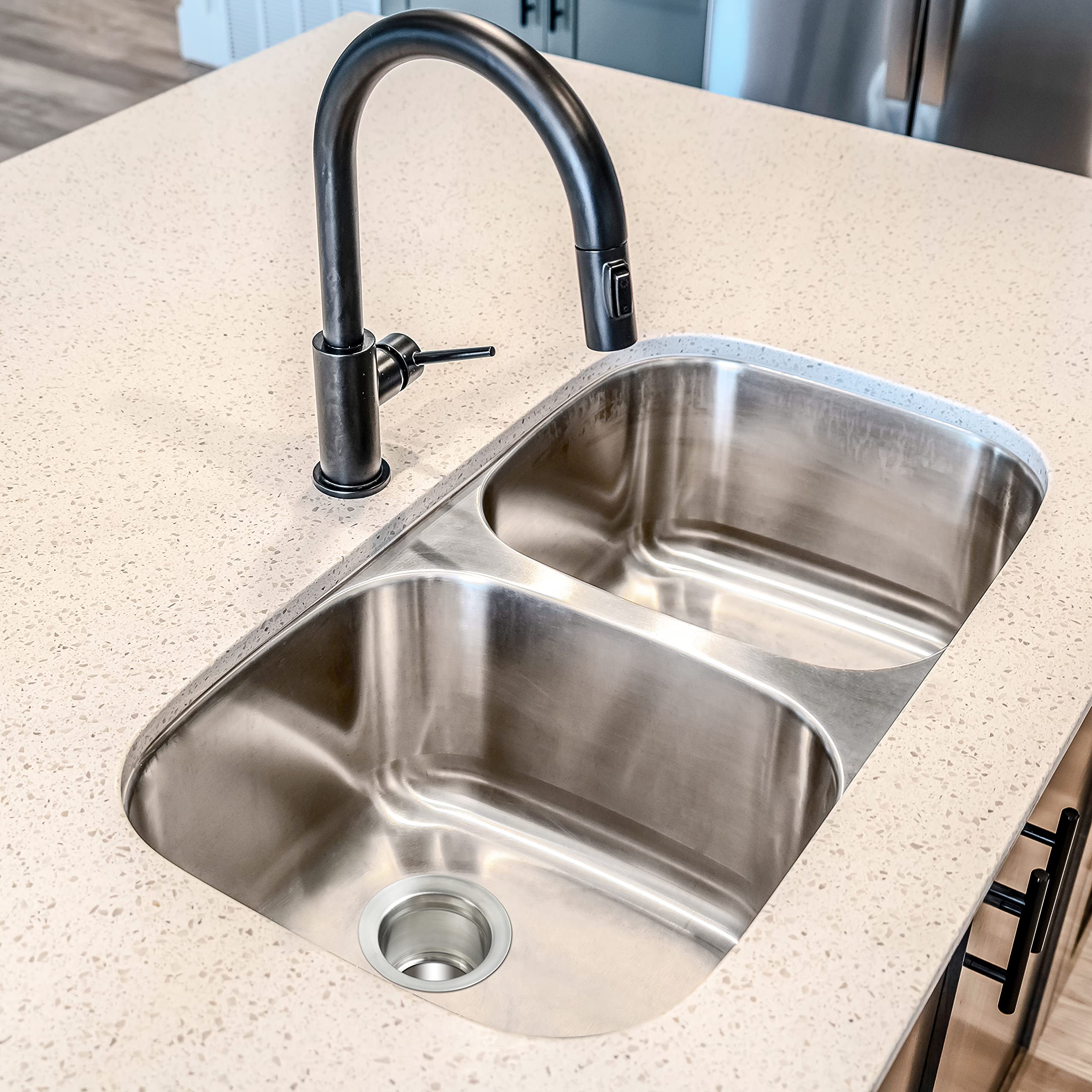 LQS Extended Sink Flange - 3.5 Inch Stainless Steel Deep Garbage Disposal Sink Flange for Kitchen Sinks | Fits Standard Drain Hole | Durable & Rust-Resistant for Daily Dishwashing & Food Prep