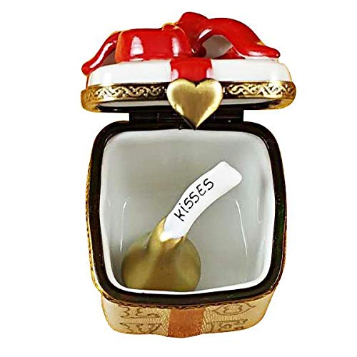 Authentic Limoges Porcelain Figurine - LOVE Gift Box with XO/XO & Removable Kiss | Handcrafted in France | Perfect for Valentine's Day, Anniversary & Romantic Gifts