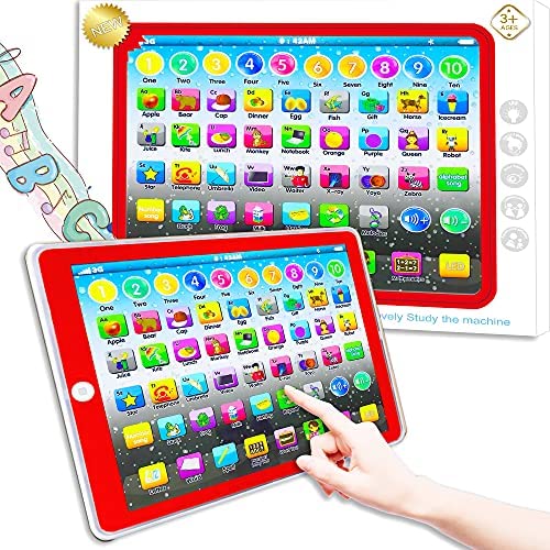 Interactive Learning Tablet for Toddlers - Educational Touch Pad with ABCs, Numbers, Spelling & Animal Sounds | Fun Preschool Learning Toy for Kids | Perfect for Home, Travel & Classroom Use (Red-002)