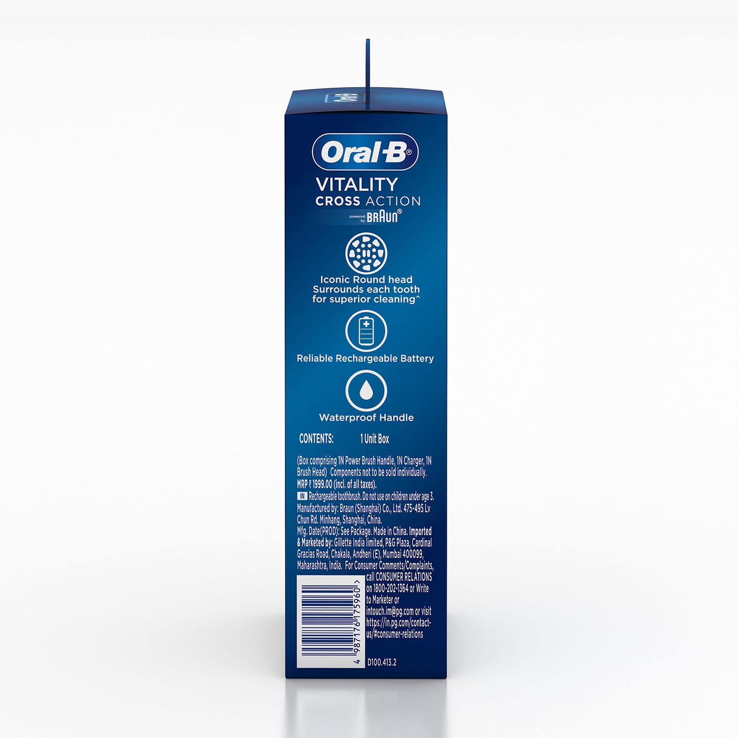 Oral-B Vitality 100 Blue Criss Cross Electric Rechargeable Toothbrush for Adults - Braun Technology - Deep Cleaning & Whitening - Perfect for Home & Travel Use