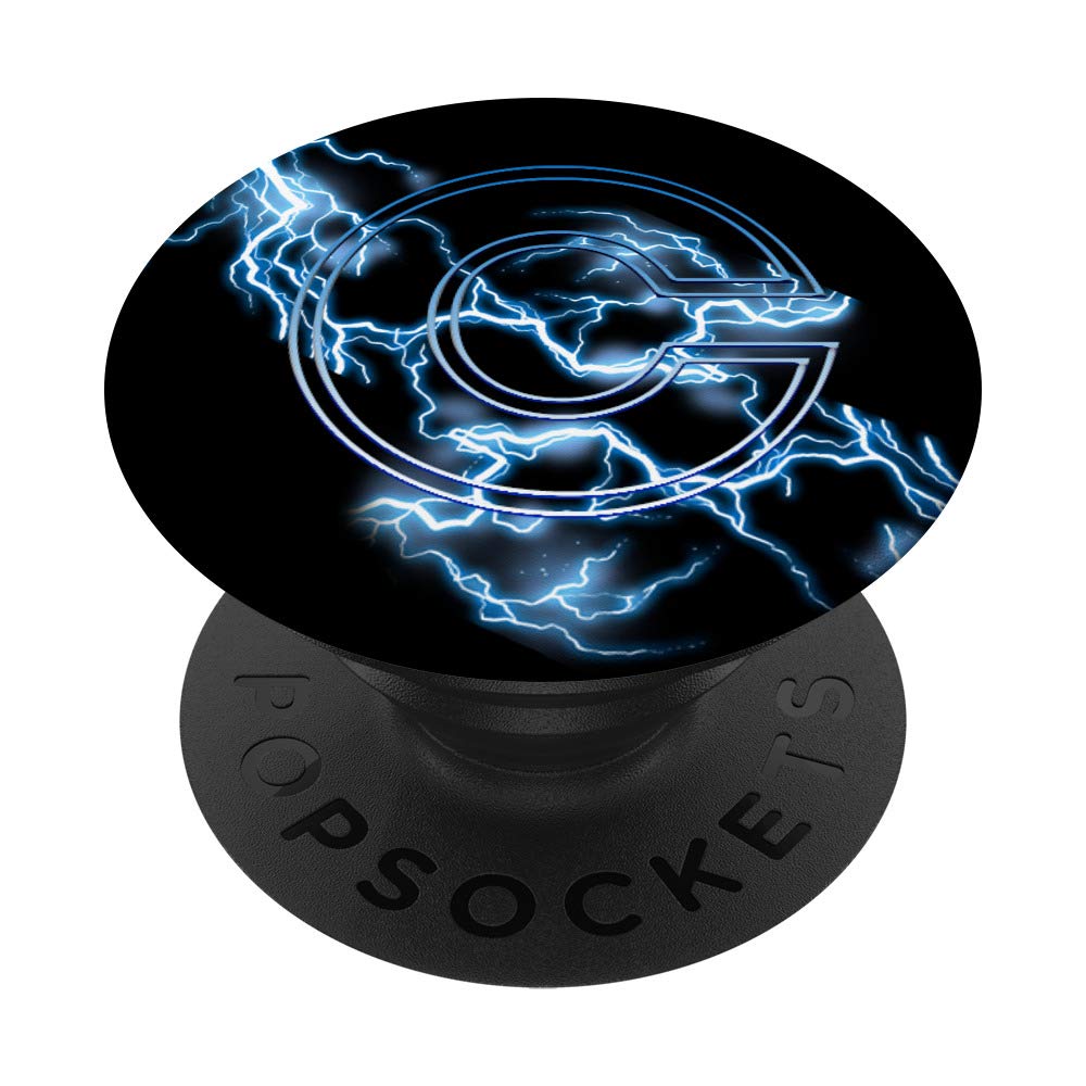 Personalized Monogram PopSocket PopGrip with Blue Lightning Letter C Design - Swappable Phone & Tablet Grip for Secure Hold - Perfect for Everyday Use, Travel, and Customized Gifts