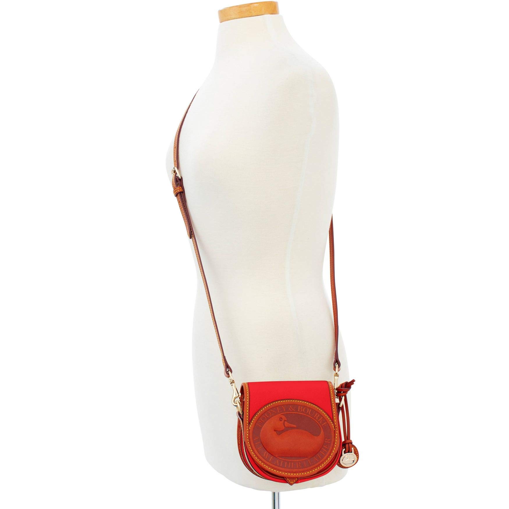 Dooney & Bourke Women's All-Weather Leather Crossbody Handbag with Duck Charm - Red | Fashionable Everyday Purse for Work, Shopping & Travel