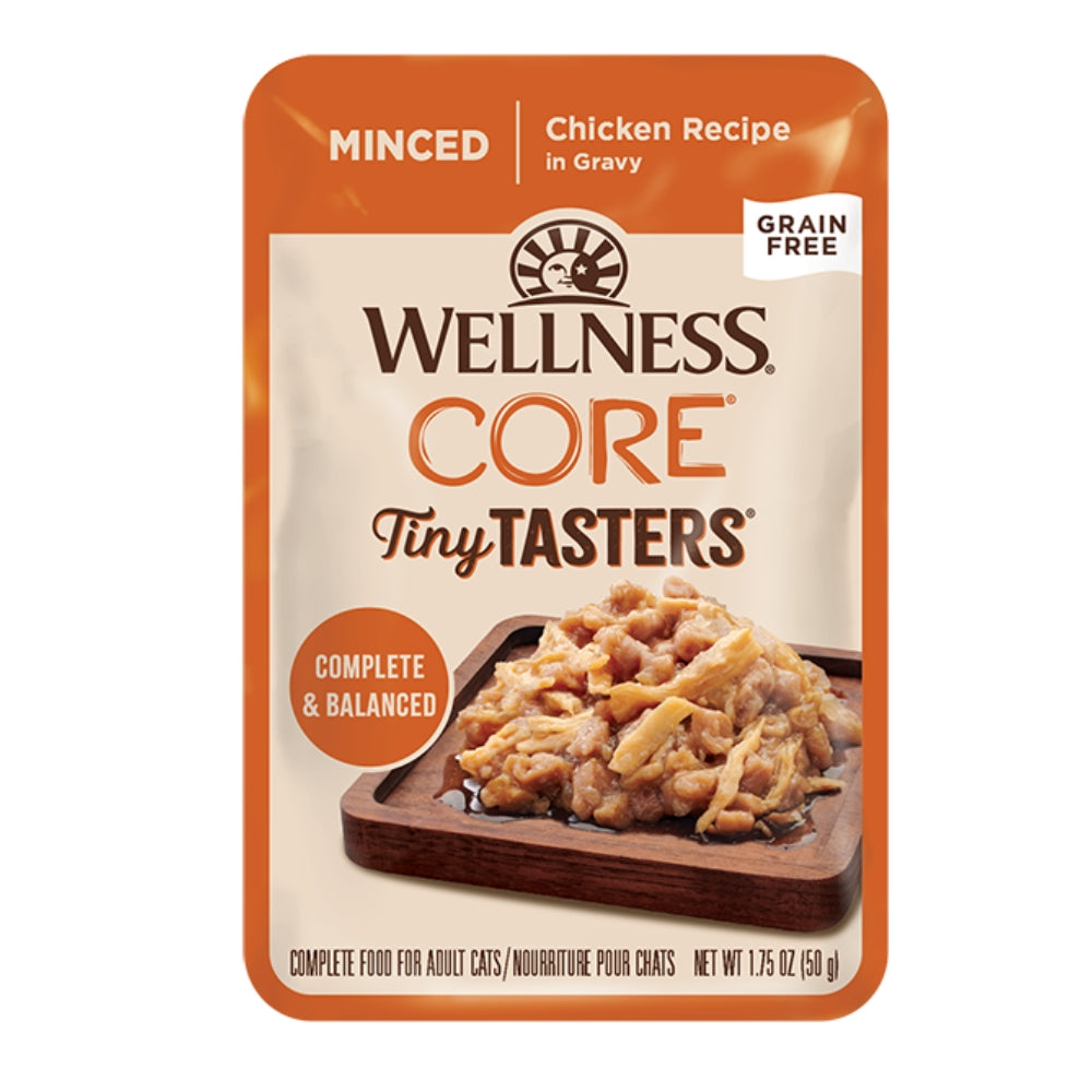 Wellness CORE Tiny Tasters Wet Cat Food - Minced Chicken & Beef, Flaked Tuna & Shrimp, Duck Recipes - Grain-Free, Healthy & Nutritious Cat Food for Kittens & Adult Cats - Perfect for Picky Eaters & Mealtime Variety