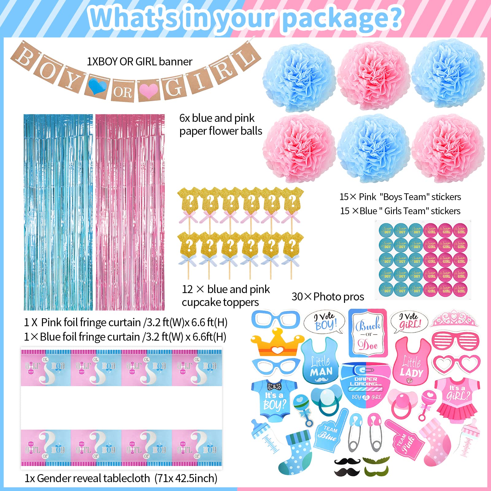 124 Pcs Gender Reveal Party Decorations Kit - 36