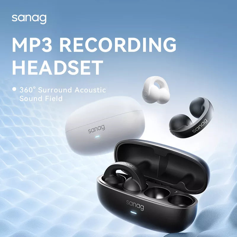 Sanag Z62S Wireless Bluetooth Headphones with Ear Clip - Open Ear Air Conduction Technology for Running, Cycling, Workouts & Outdoor Activities