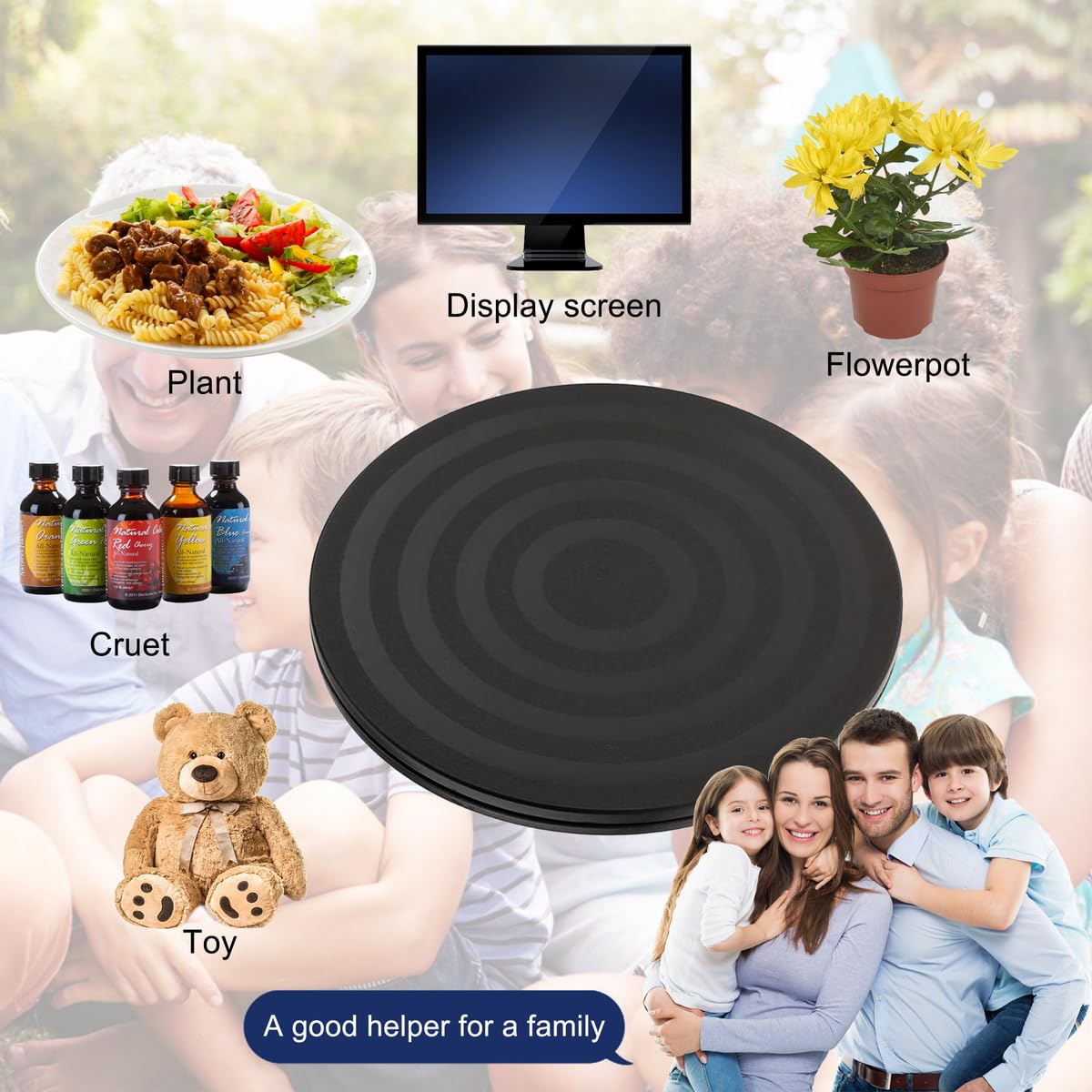 7.9 Inch Heavy Duty Rotating Turntable - 360° Swivel Stand for Computer Monitor, TV, Spices, Lazy Susan & Refrigerator Organizer | Durable Display Base for Home, Office & Kitchen Organization