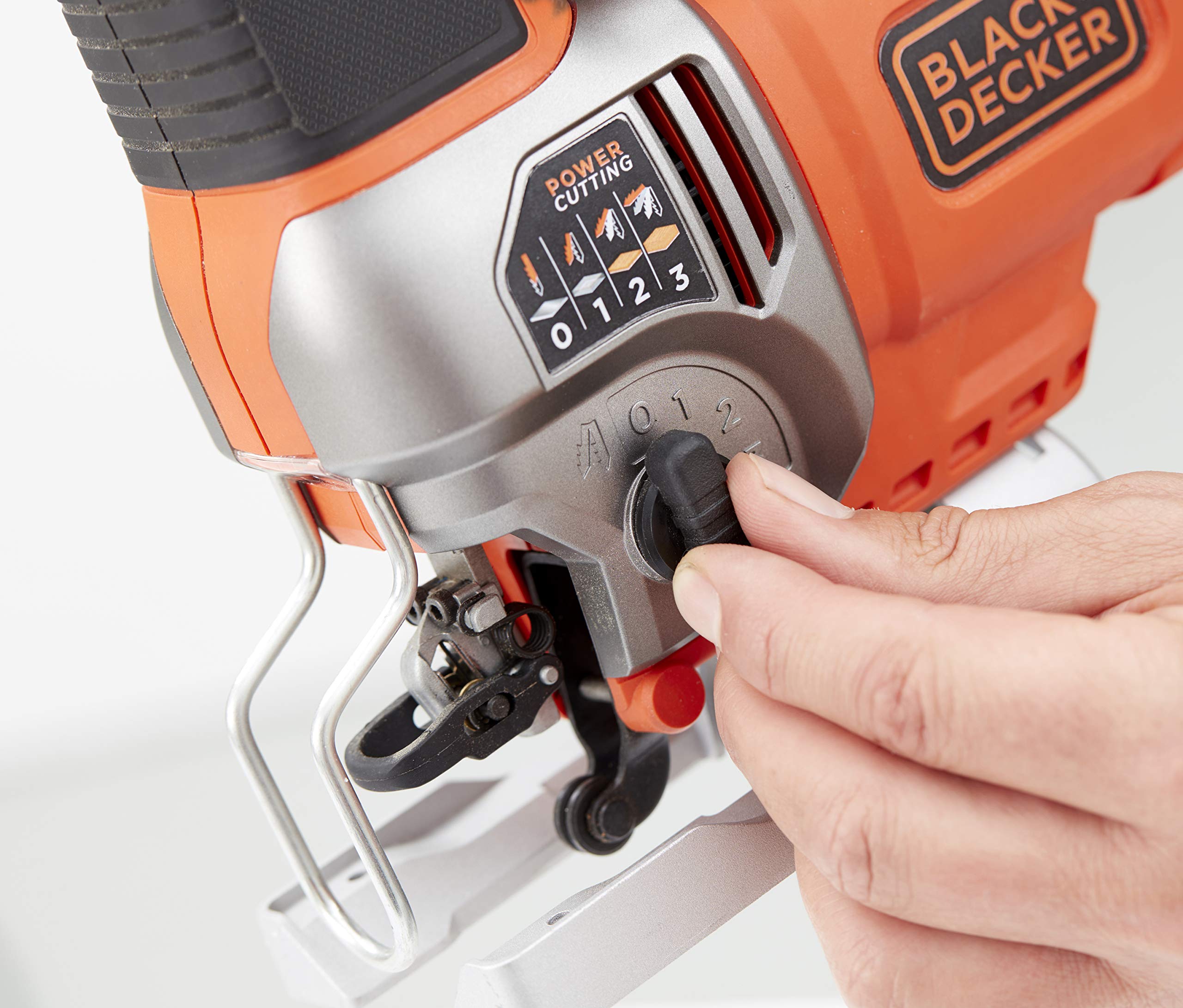 BLACK+DECKER BES610K-QS 650W Jigsaw with 1000-3100 CPM Speed, 19mm Cutting Length, 45°/45° Bevel Cutting, Tool-Free Blade Change - Perfect for Woodworking, Metal Cutting & DIY Home Projects