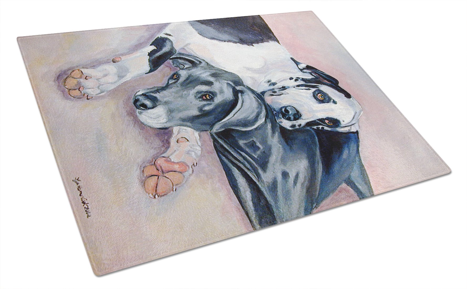 Caroline's Treasures 7164LCB Large Black & Harlequin Great Dane Tempered Glass Cutting Board - Durable Kitchen Chopping & Serving Board for Entertaining, Decorative Countertop Display - Perfect for Cheese Platters, Charcuterie & Home Decor