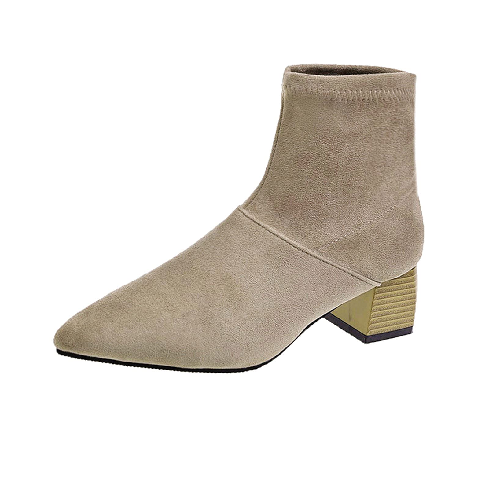 Comfortable Women's Block Heel Riding Boots - Fashionable Suede Cowgirl Boots for Winter, Snow & Casual Wear - Ladies Short Heeled Boots for Everyday Comfort & Style