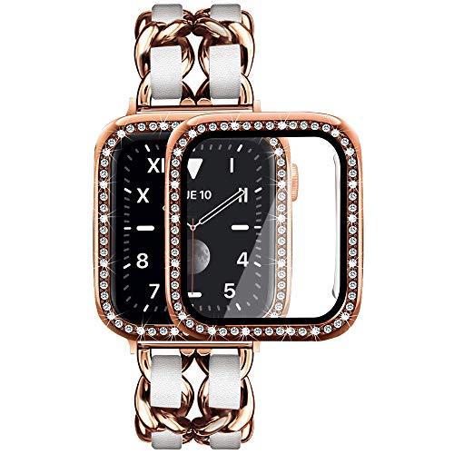 Rose Gold Link with White Leather