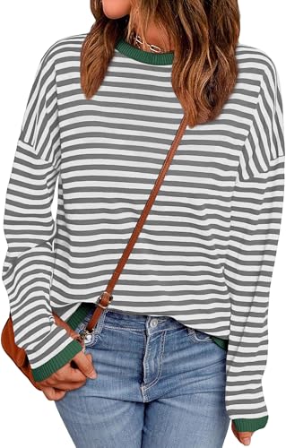 Grey White Striped With Green