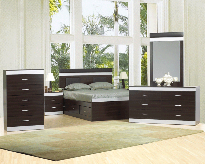 Shadow Oak & Silver Storage Bedroom Set - Queen, King & Full Size Beds - 100% Canadian Made Solid Wood Furniture (Model NB132) - Perfect for Master Bedrooms & Guest Rooms