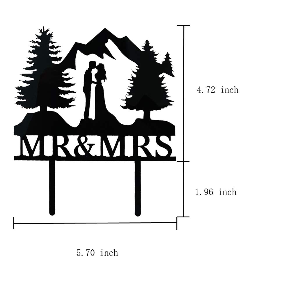 Mr & Mrs Mountain Wedding Cake Topper - Hiking & Forest Theme Outdoor Wedding Cake Decor - Perfect for Adventure Lovers, Rustic Weddings, and Nature-Inspired Celebrations