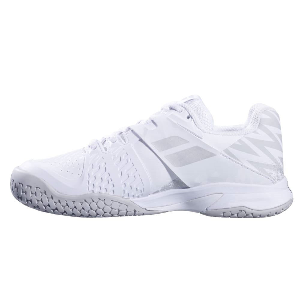 Babolat Propulse AC Junior Tennis Shoes for Boys & Girls - White/Silver | Lightweight & Durable for Court Performance | Perfect for Junior Tennis Matches & Training