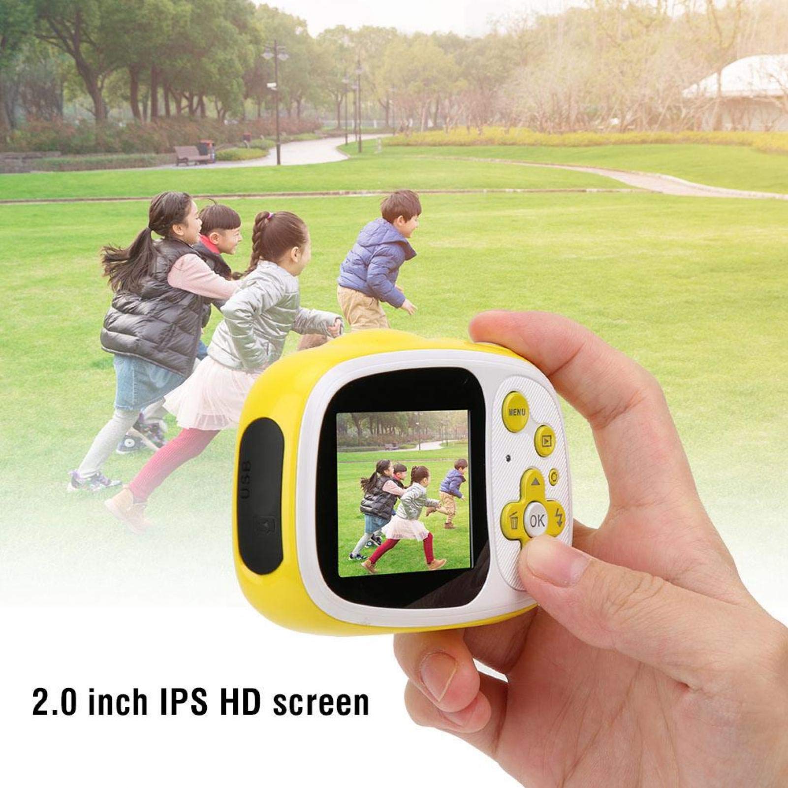 BTER 2.4 Inch HD Mini Digital Camera for Kids - Portable Children's Camera with Video Recording, Time Delay & Continuous Shooting (Yellow) | Perfect for Birthday Gifts, Travel Adventures & Creative Photography