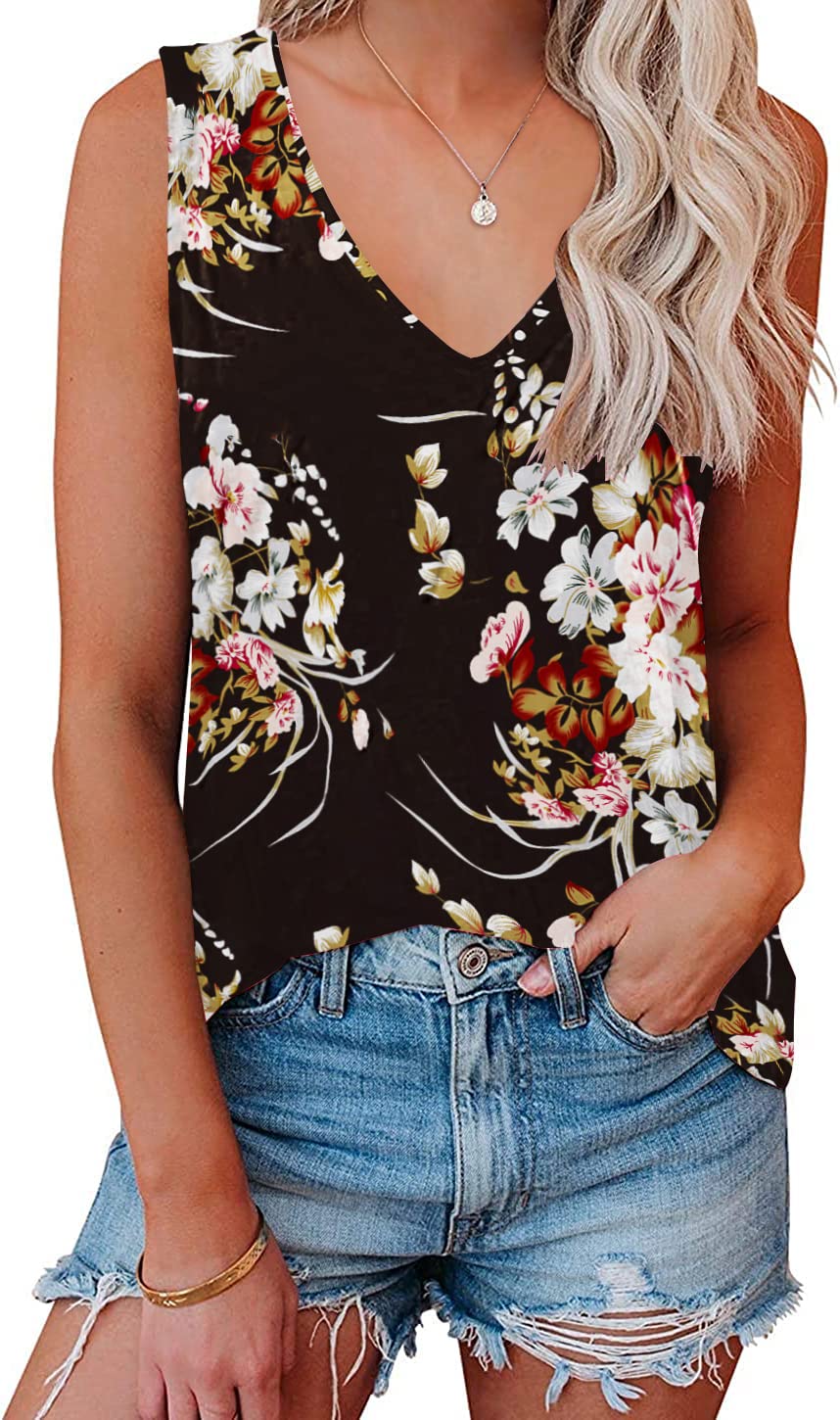 Women's V-Neck Casual Tank Tops - Loose Fit Sleeveless Summer Blouses | Comfortable & Breathable for Beach, Travel & Everyday Wear