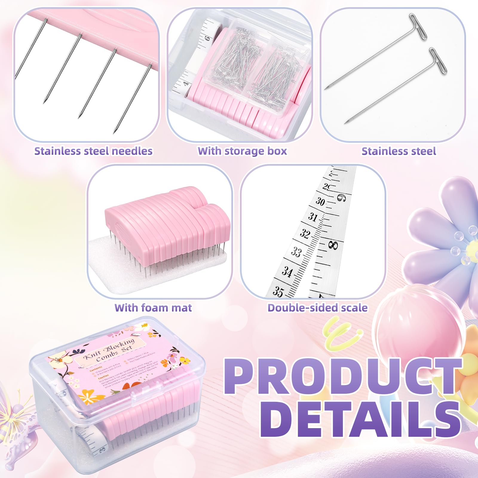 120Pcs Knit Blocking Pins Kit with Storage Box - Perfect for Knitting & Crochet Projects