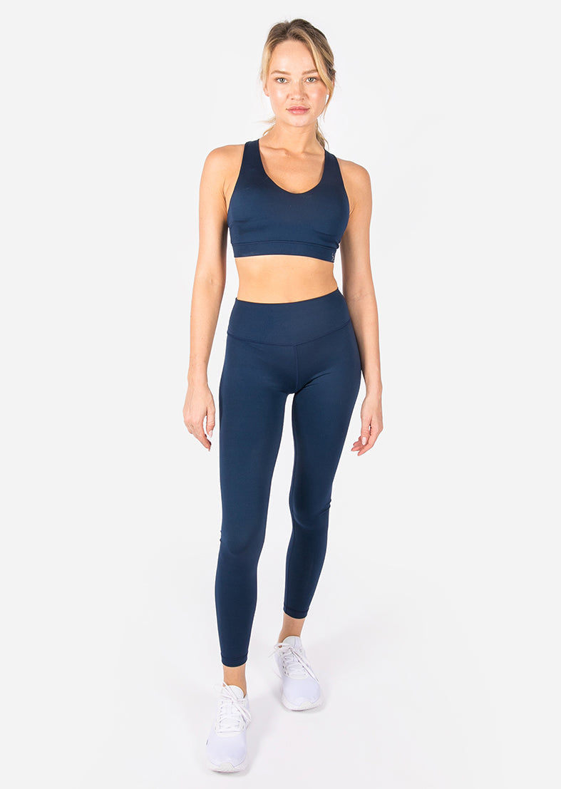 Elevate Touch 7/8 High Waist Yoga Leggings for Women - Navy Blue - Moisture Wicking & Squat Proof Workout Pants for Yoga, Running & Gym