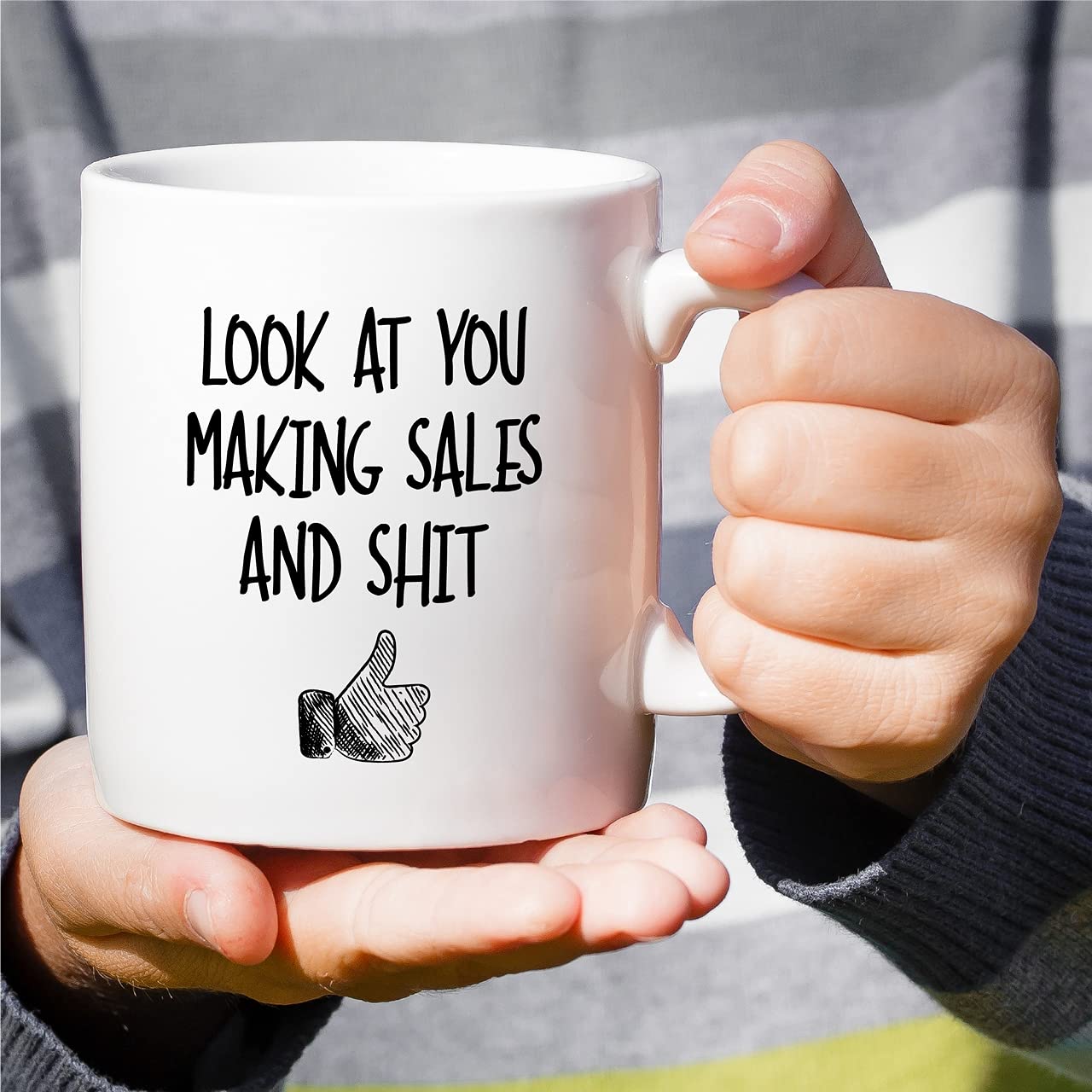 Retreez Funny 11 Oz Ceramic Coffee Mug - 'Look At You Making Sales and Shit' Sarcastic Motivational Gift for Salesman, Coworker, Friend, Brother, Sister - Perfect for Office, Birthday, Christmas & Daily Coffee Break Inspiration