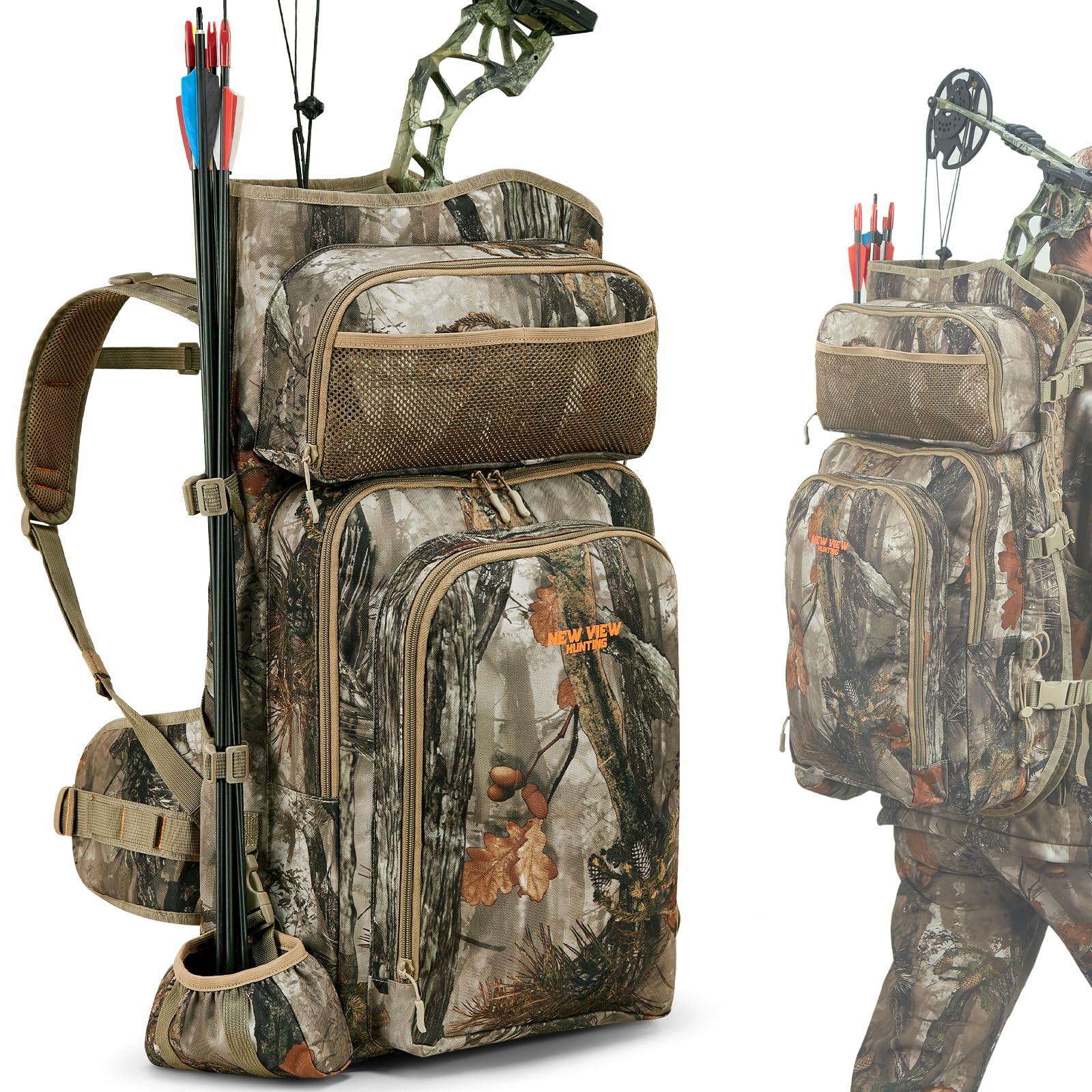 Camo Bow Hunting Backpack for Men & Women - Lightweight Saddle Hunting Backpack with Bow Holder & Gear Storage - Perfect for Elk, Deer Hunting & Outdoor Adventures