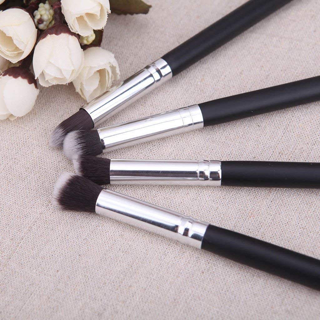 CARAPACE Soft Horse Bristle Black Pencil Brushes - 4 Piece Makeup Brush Set for Eyeshadow, Foundation & Blending | Professional Cosmetic Tools for Makeup Artists & Beginners (Perfect for Daily Use, Travel & Professional Makeup Kits)