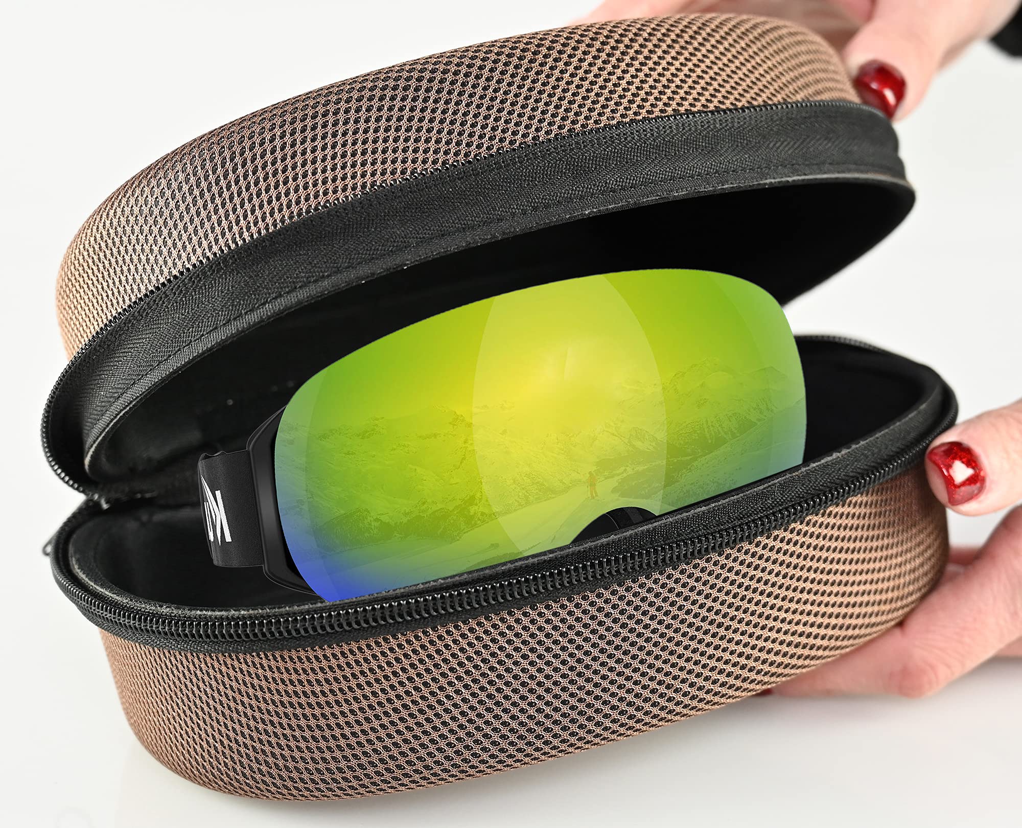 Home-X Sport Goggles Case - Hard Shell Protective Eyewear Storage with Zipper - 8
