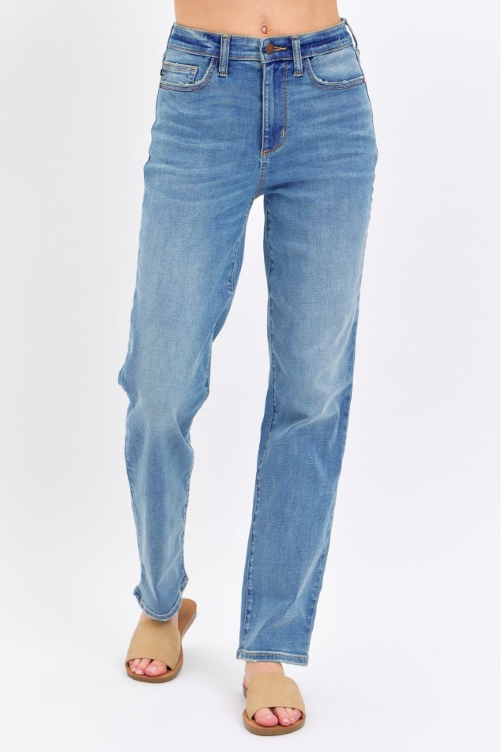 Judy Blue Women's High Waist Straight Leg Jeans - Classic Denim Pants for Casual Wear, Office & Everyday Comfort