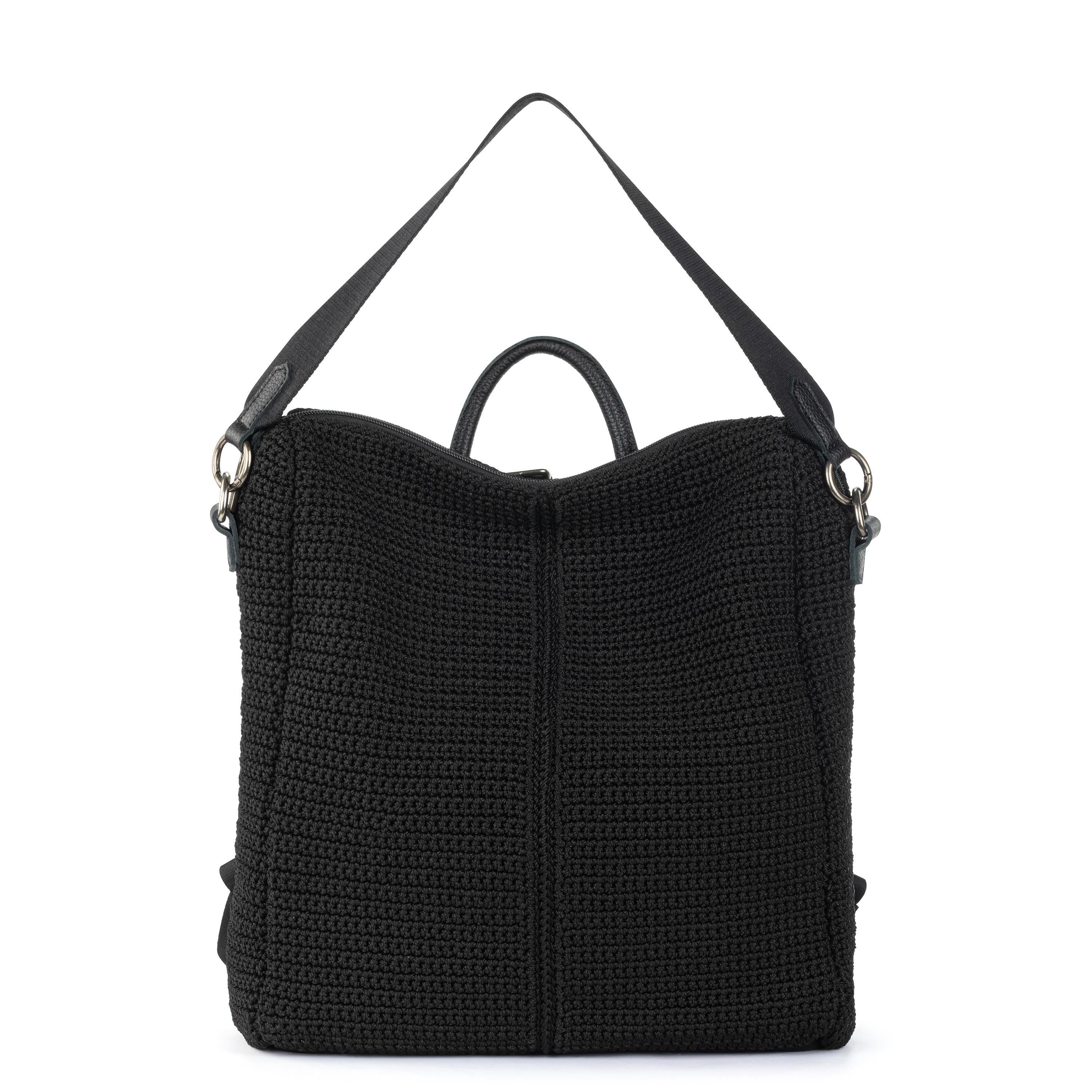 Handmade Los Feliz Crochet Backpack - Stylish Black Knitted Bag for Women, Perfect for Travel, Work & Daily Use