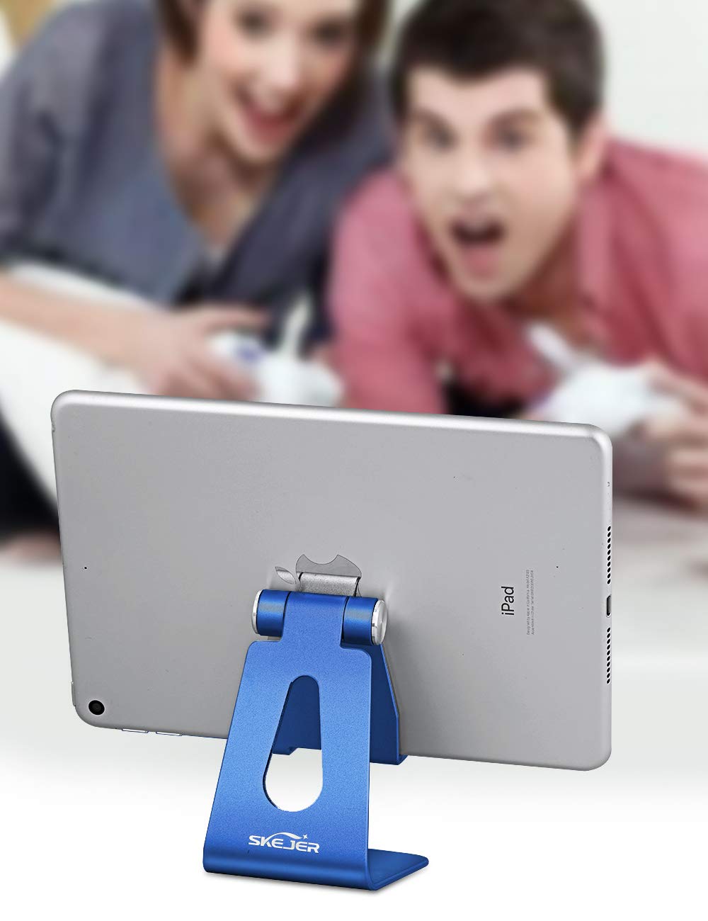 Adjustable Aluminum Phone Stand Holder - Universal Desktop Dock for iPhone 12, iPad, Samsung Galaxy & All Smartphones/Tablets Under 10 Inches (Royal Blue) - Perfect for Home Office, Video Calls & Hands-Free Viewing