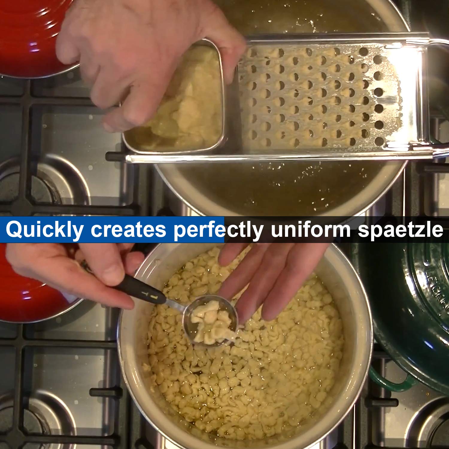 Premium Stainless Steel Spaetzle Maker - Traditional German Egg Noodle Press with Ergonomic Handle | Perfect for Homemade Pasta, Dumplings & Authentic European Cuisine