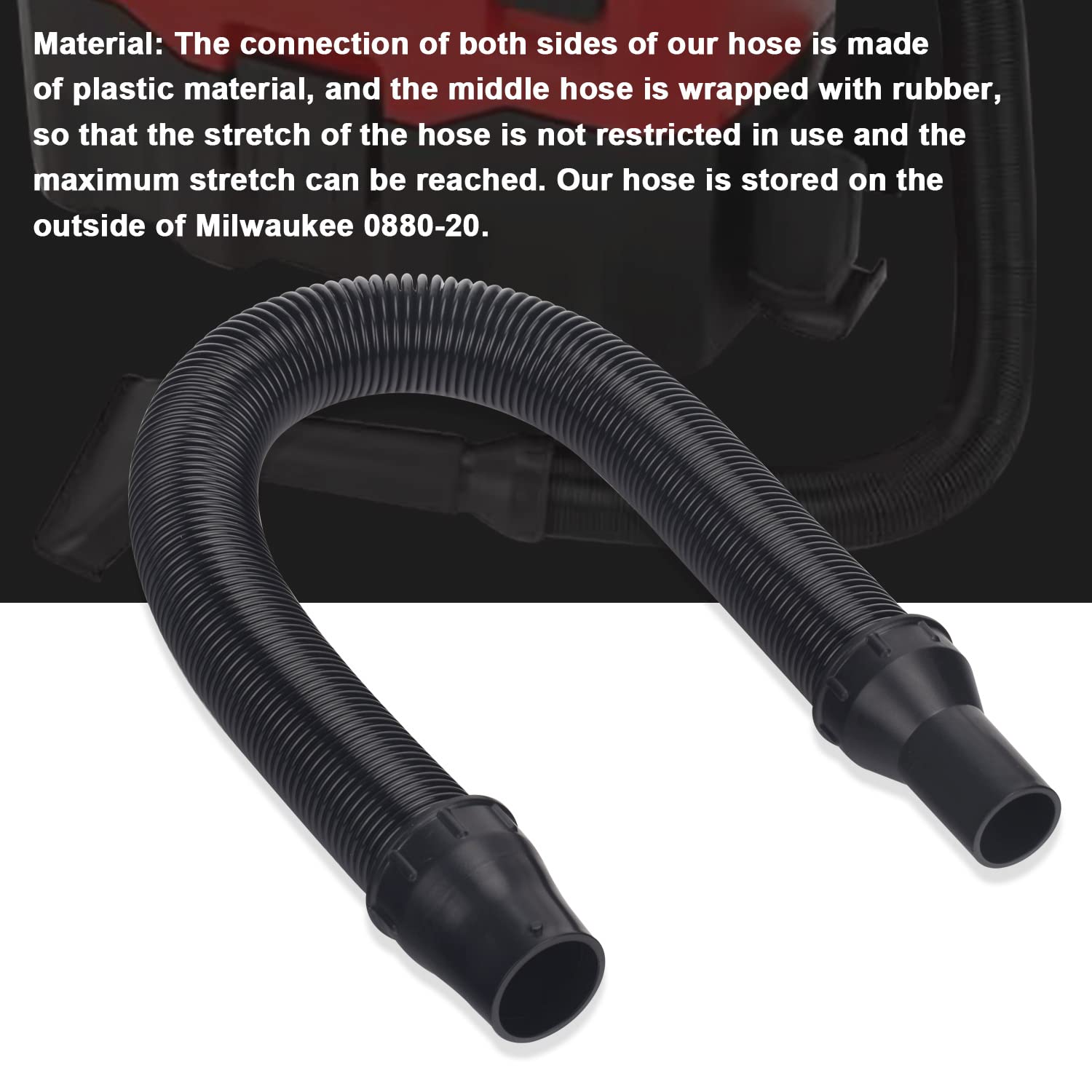 Milwaukee 0880-20 Vacuum Hose Replacement 14-37-0160 - Compatible with 18V Wet/Dry Vacuum Cleaner - Durable Vacuum Accessory for Home Cleaning, Workshop & Construction Sites