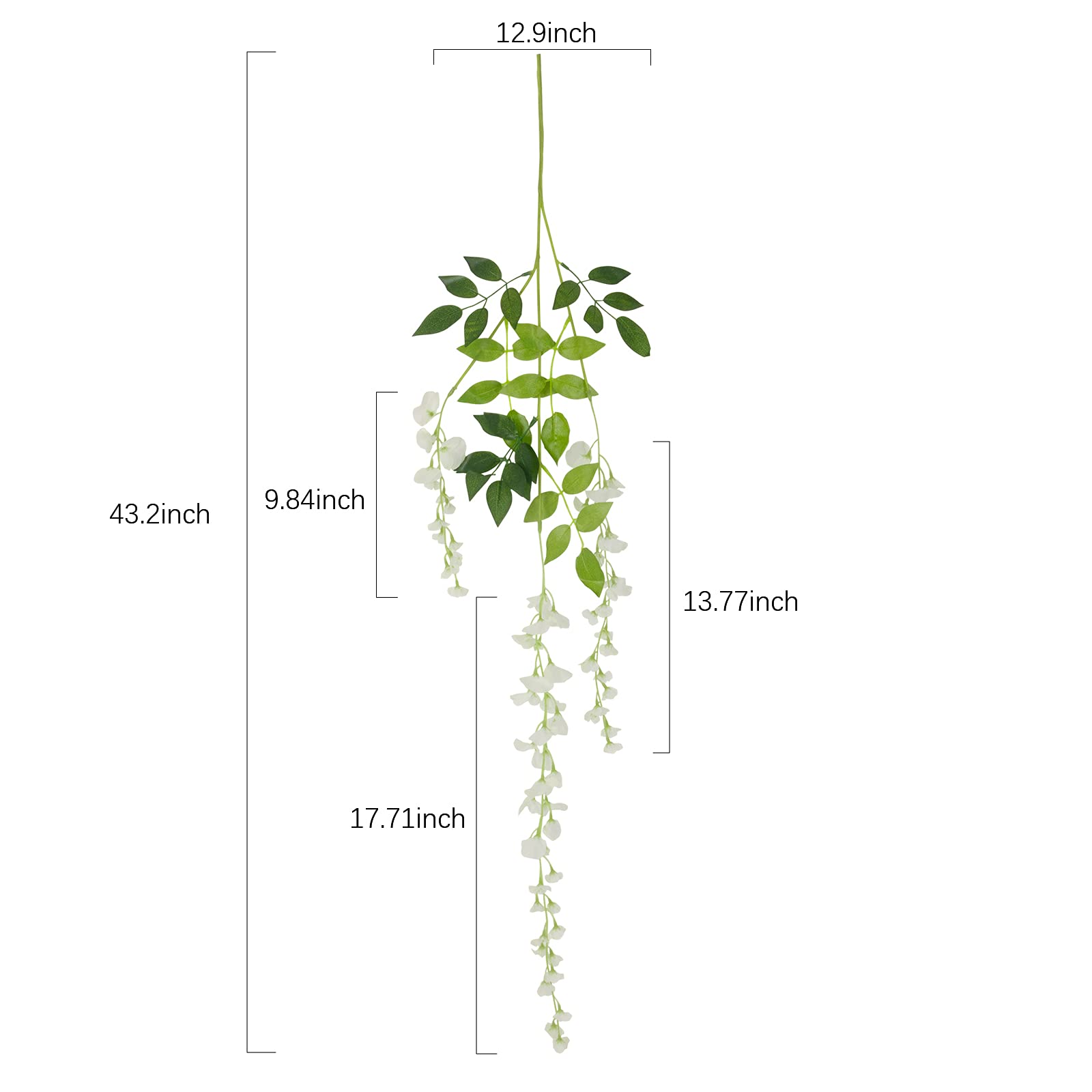 12 PCS Artificial Wisteria Hanging Flower Garland - Fake Wisteria Vine for Wedding, Party, Garden Decor - Outdoor Greenery & Office Wall Decoration (White) - Perfect for Home, Patio, and Event Backdrops