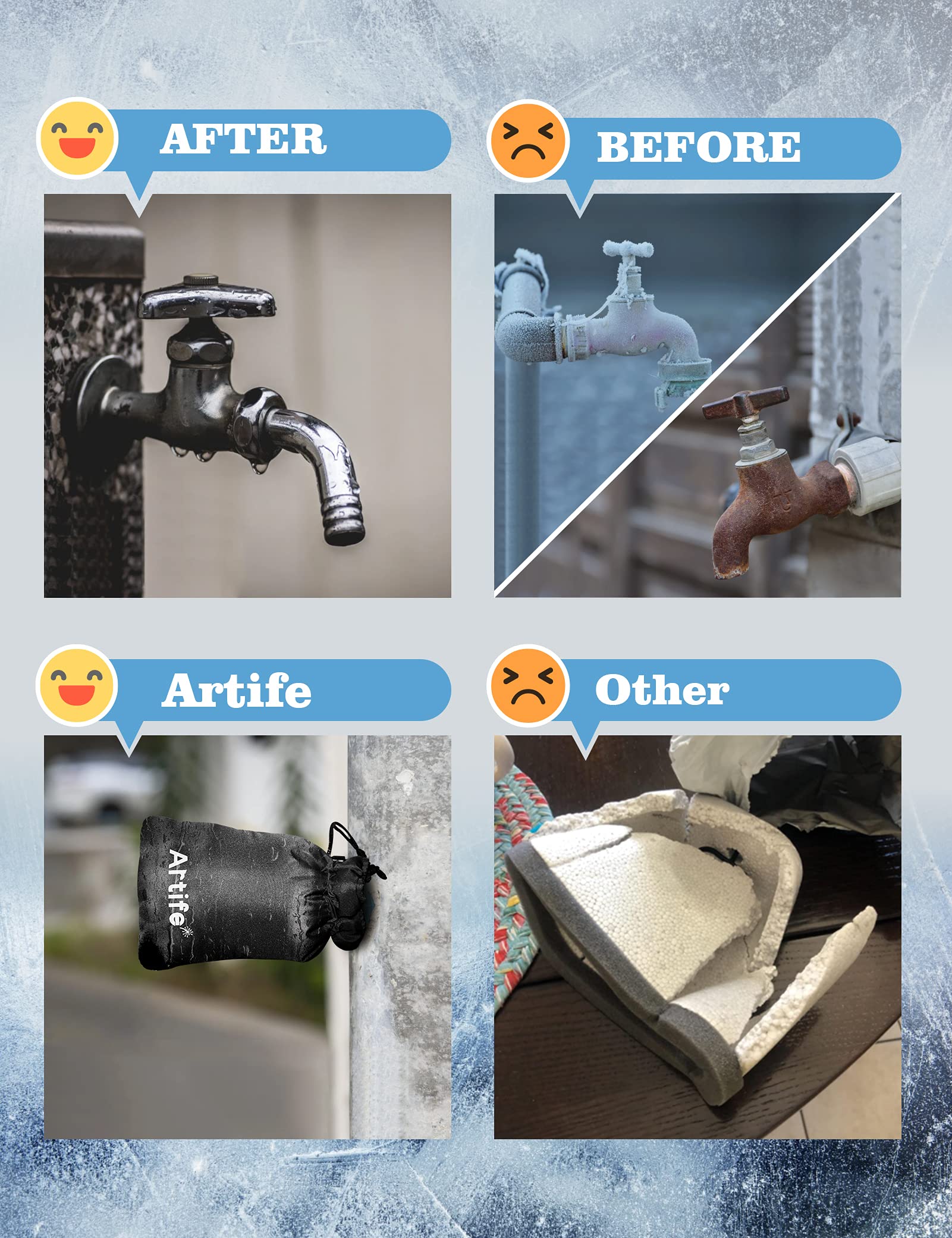 Upgraded Thickened Outdoor Faucet Covers for Winter Freeze Protection - Insulated Garden Water Spigot & Hose Bib Socks (Black, 2 Pack) - Perfect for Winterizing Outdoor Pipes & Preventing Frozen Faucets