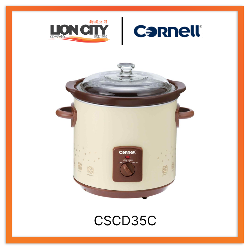 Cornell CSCD35C 3L Slow Cooker - Digital Programmable Crock Pot for Soups, Stews & Meals - Perfect for Family Dinners & Meal Prep
