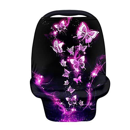 GLENLCWE Neon Butterfly Print Car Seat Covers - Stylish Nursing Cover & Car Seat Canopy for Baby Stroller, Shopping Cart & High Chair - Soft & Breathable for Comfortable Outings