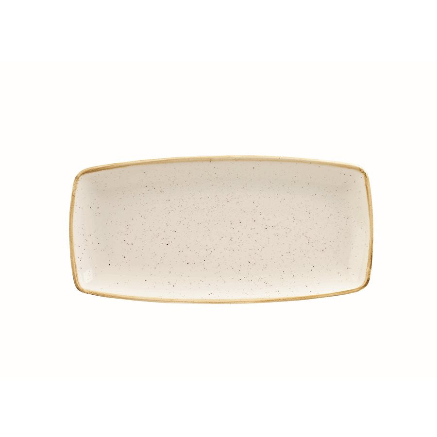 Churchill Stonecast 11.75 x 5.5 Inch Oblong Plate - Barley White (Set of 12) | Durable Stoneware Dinner Plates for Restaurants, Catering & Elegant Dining | Microwave & Dishwasher Safe