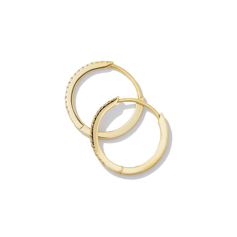 Lab Grown Diamond Hoop Earrings for Women - 14K Gold Plated Pavé Medium Hoops - Perfect for Weddings, Parties & Everyday Elegance