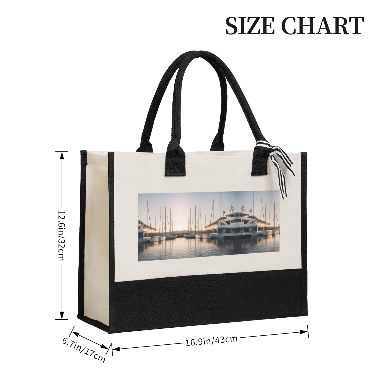 DRTGEDS Premium Large Canvas Tote Bag - Reusable Grocery Shopping Bag with Sturdy Handles | Perfect for Golf, Yacht Club, Beach & Holiday Gifts (Christmas, Birthday)