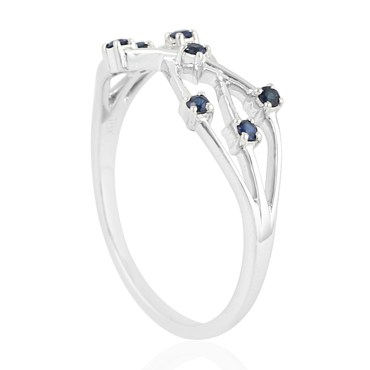 18k White Gold Blue Sapphire Gemstone Designer Ring for Women - Elegant Jewelry Gift for Engagement, Wedding & Special Occasions