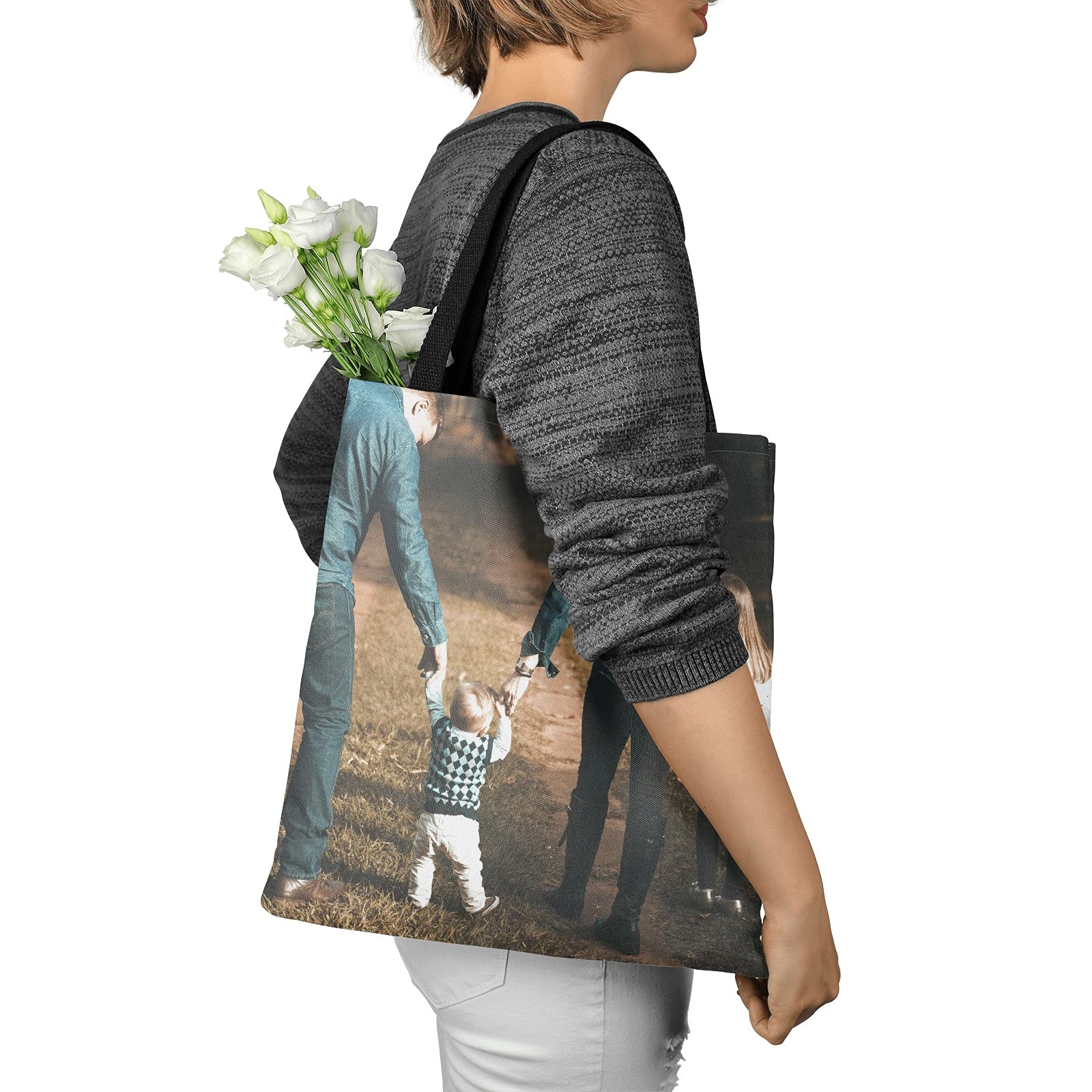 Custom Personalized Tote Bags with Text & Photos - Add Your Own Image - Perfect for Shopping, Beach Trips & Promotional Events