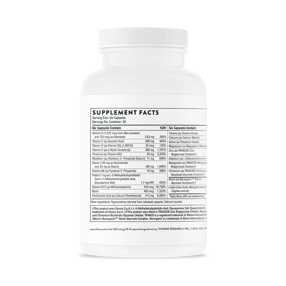 Thorne Men's Multi 50+ Daily Multivitamin Supplement - Supports Heart, Brain & Immune Health for Active Men Over 50 - Perfect for Fitness, Work & Healthy Aging