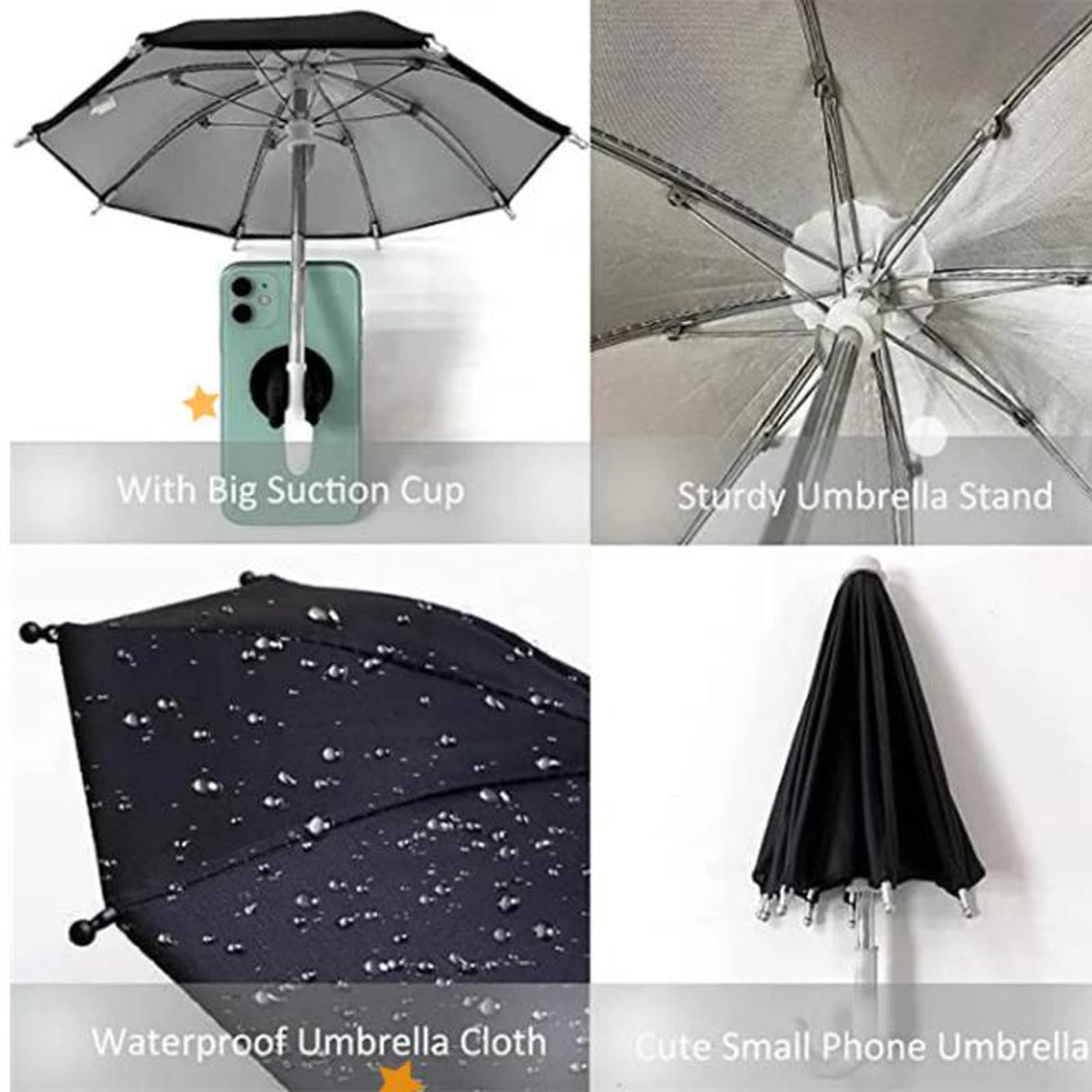 UV Protection Phone Umbrella with Suction Cup - Mini Sun Shade Stand for Cell Phones, Perfect for Outdoor Activities, Beach, and Travel