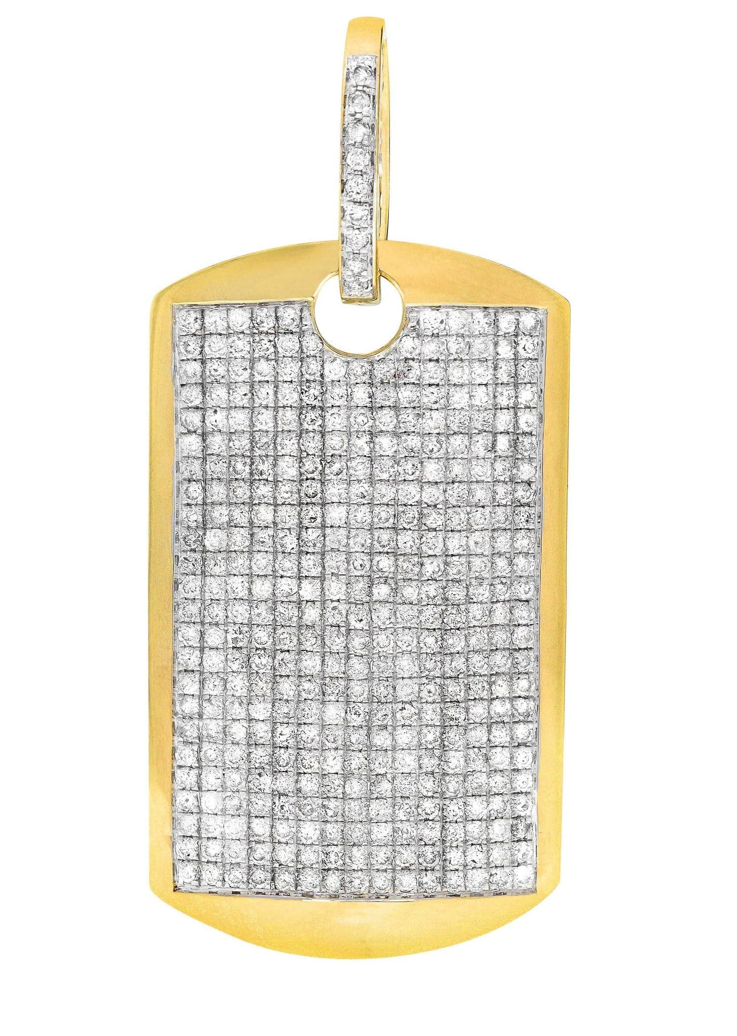 Diamond Dog Tag Pendant Necklace - 14.44g Solid Gold 5.16ct Genuine Diamond Jewelry for Men - Perfect Gift for Military, Veterans & Fashion Statement