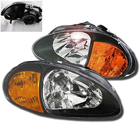 1993-1997 Honda Del Sol Black LED Headlights Corner Lamps with 8-LED DRL Fog Lights - Upgrade Replacement for Improved Night Visibility & Style | Perfect for Night Driving, Car Shows & Custom Builds
