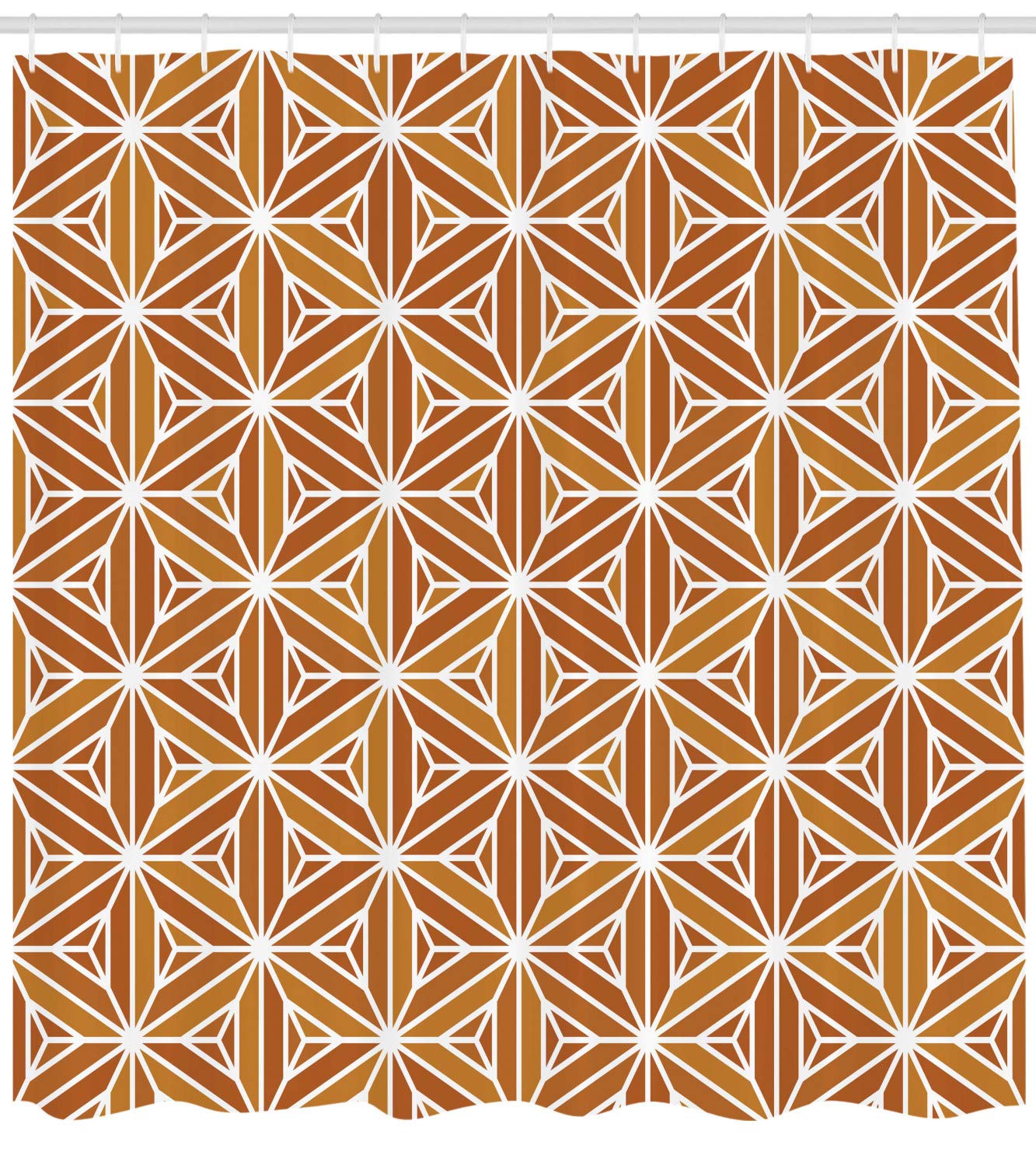 Ambesonne Cinnamon Shower Curtain - Geometric Triangle & Pyramid Pattern, Dark Orange Amber Bathroom Decor with Hooks, 69x70 Inches - Perfect for Modern & Boho Bathroom Styles