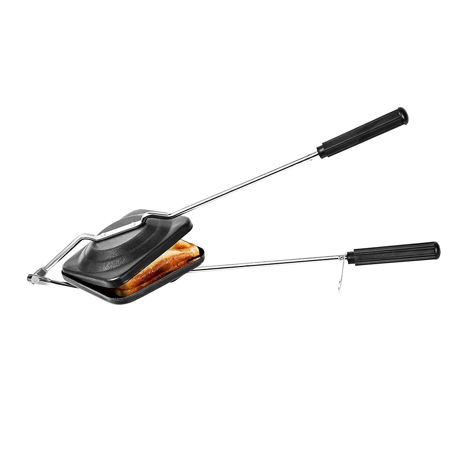 Khandekar Aluminum Manual Sandwich Maker - Portable Hand Toaster & Grill for Perfect Paninis, Grilled Cheese & Breakfast Sandwiches - Ideal for Home, Office & Camping Use