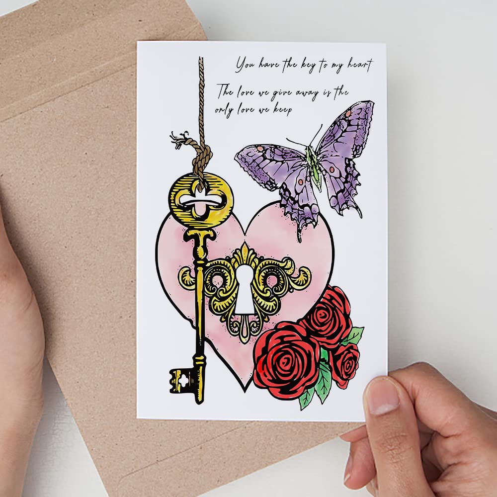 Valentine's Day Love Letter Butterfly Clear Stamps Set - Transparent Rubber Stamps for Card Making, Scrapbooking, Photo Albums & Paper Crafts - Romantic Background Stamps with Key Love Words for DIY Greeting Cards & Wedding Invitations