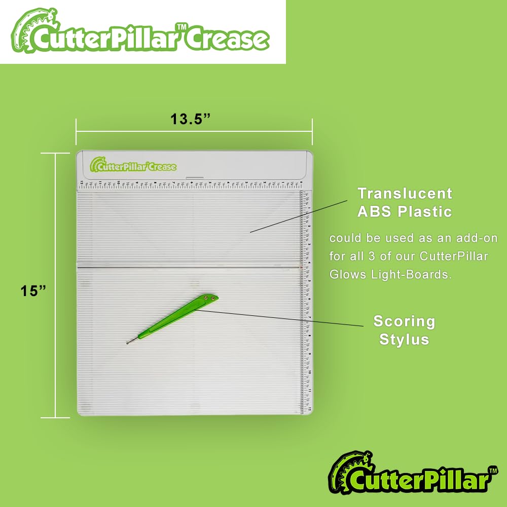 Cutterpillar Crease Transparent Scoring Board - Card Making & Scrapbooking Tool for Paper Crafts, Envelope Maker, Crafting Supplies - Translucent ABS Plastic - Perfect for DIY Greeting Cards, Invitations & Gift Packaging